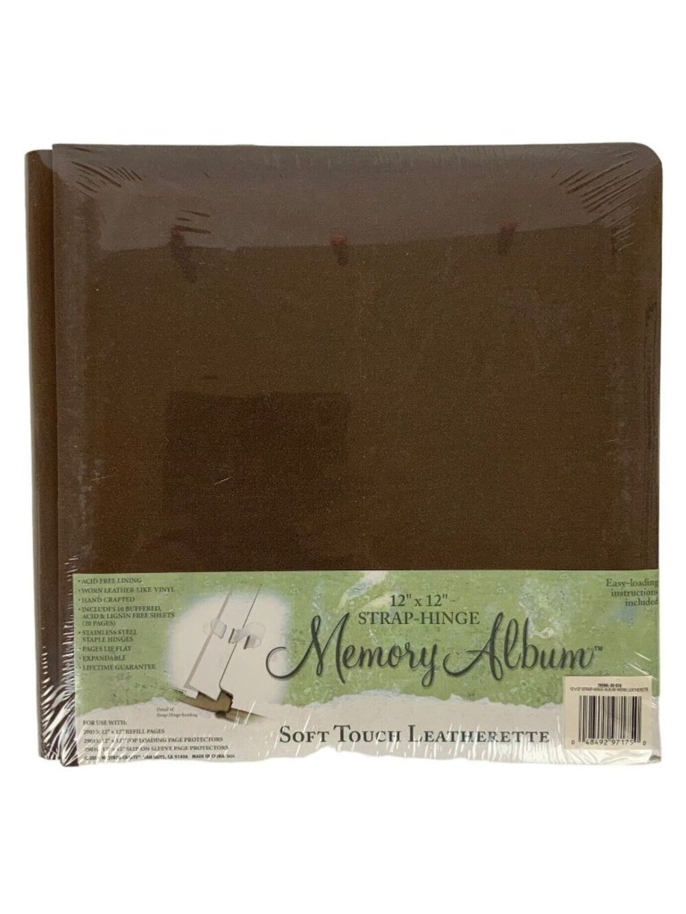 Westrim Crafts Memory Album 12x12 Brown Leatherette Strap Hinge Scrapbook